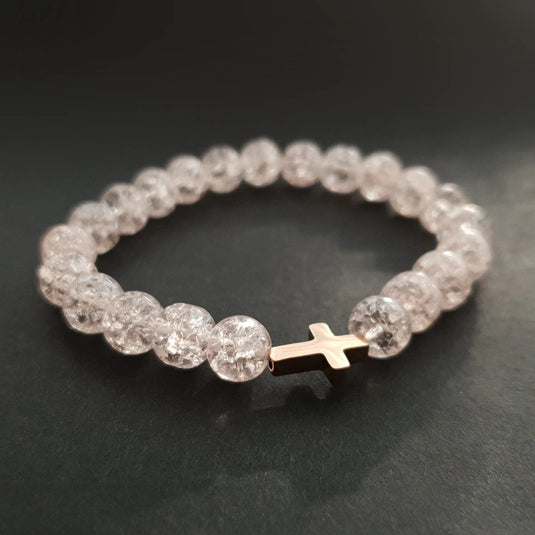 Náramok z kremeňa s nerezovým krížikom - Gracefolk