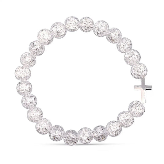 Náramok z kremeňa s nerezovým krížikom - Gracefolk