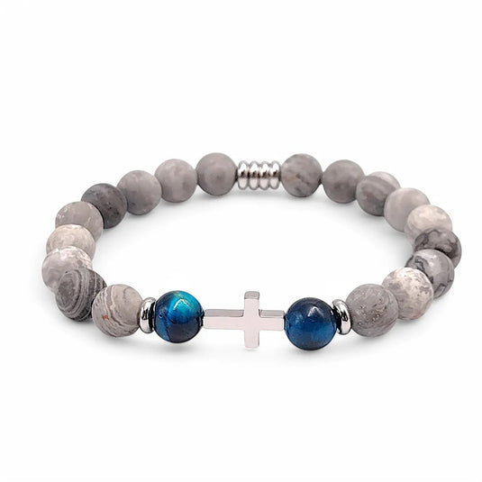 Pánsky desiatok so šedým jaspisom a mačacím okom - Gracefolk