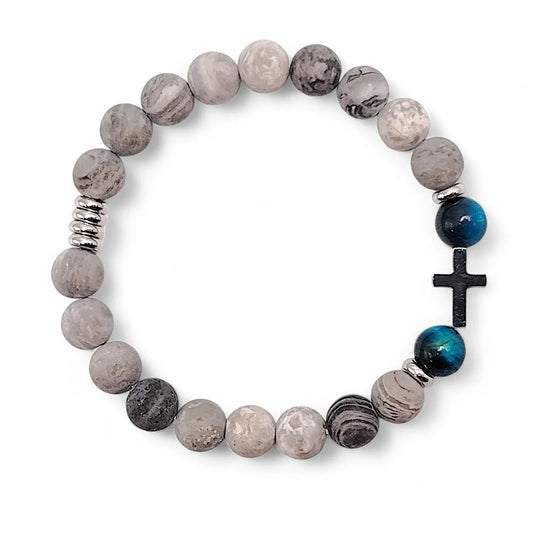 Pánsky desiatok so šedým jaspisom a mačacím okom - Gracefolk