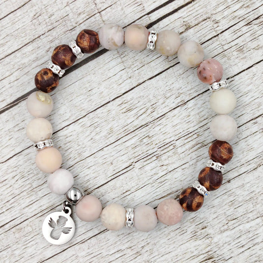 Ružový náramok s príveskom anjelikom - Gracefolk